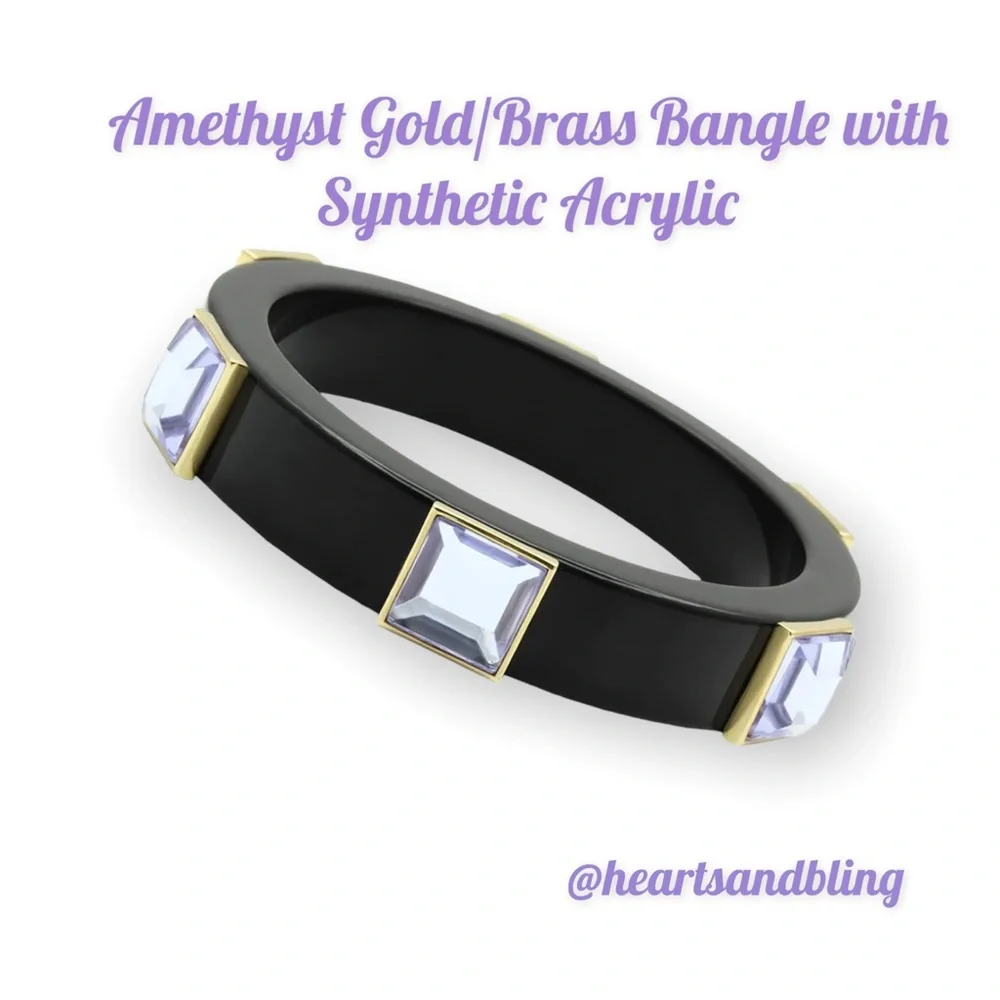 Light Amethyst Gold/Brass Bangle - Picture 1 of 3
